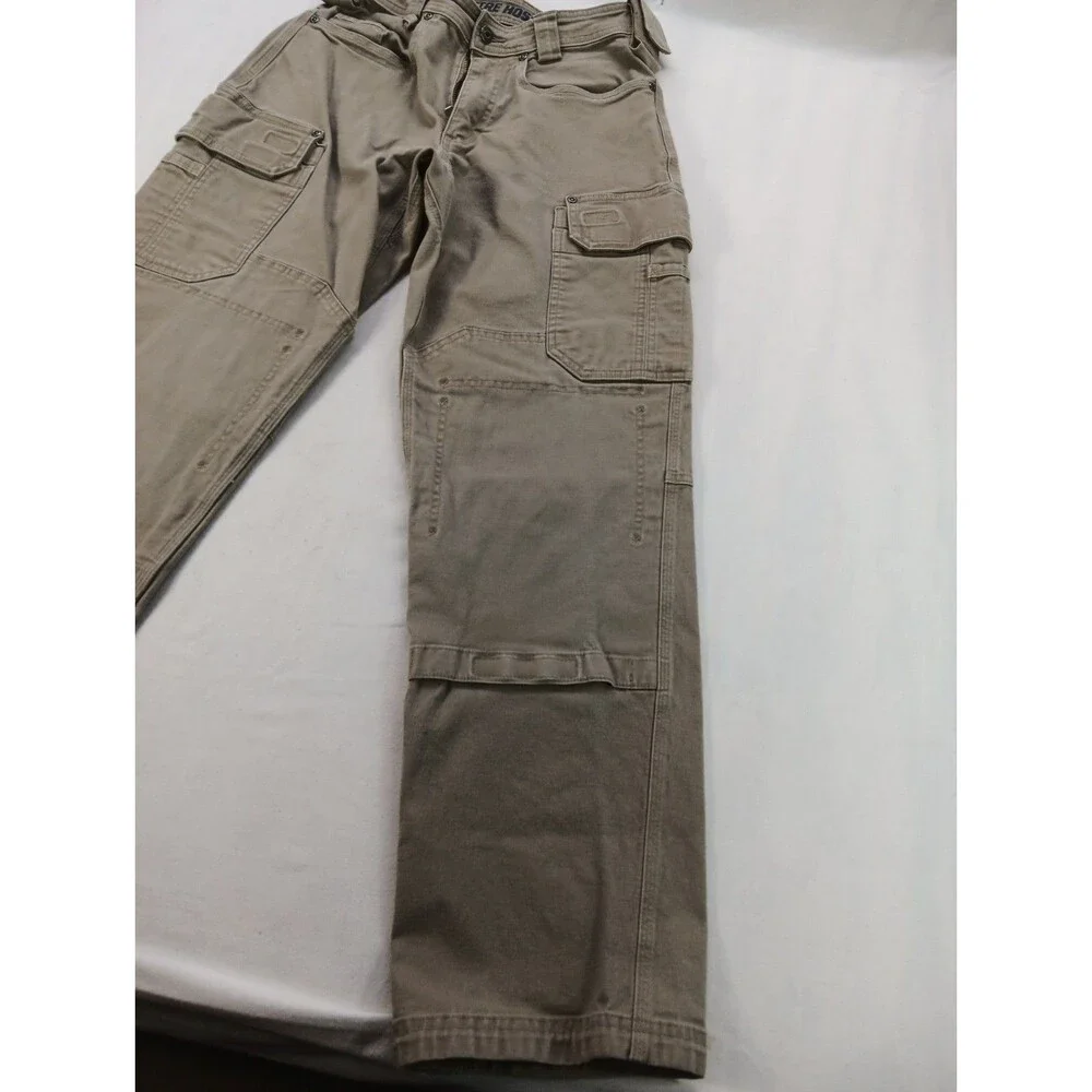 Duluth Trading Co Flex Fire Hose Pants Men's 30x30 Khaki Stretch Relaxed Fit